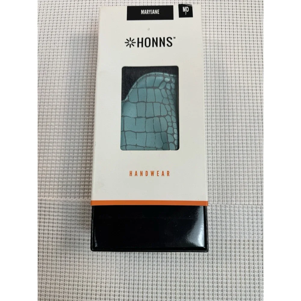 HONNS Maryjane Women Touchscreen Gloves M Peppermint Grey Croc Lambskin Leather